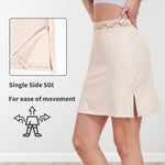 MANCYFIT Half Slips for Women Underskirt Short Mini Skirt with Floral Lace Waistband Nude Small