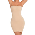USEASY Women's Strapless Shapewear Full Slip for Under Dresses Tummy Control Seamless Body Shaper Slips S