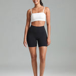 Colorfulkoala Dreamlux No Front Seam Shorts High Waist Biker Shorts for Women 6" Inseam Seamless Workout Yoga Shorts(M, Black)