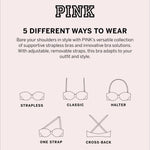 Victoria's Secret Pink Wear Everywhere Strapless Push Up Bra, Padded, Adjustable Straps, Beige, (34C)