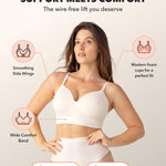 SHAPERMINT Wireless Bras for Women, No Underwire Full Coverage T-Shirt Bra, Comfortable Everyday Lingerie with Adjustable Straps, Small to Plus Size Chai