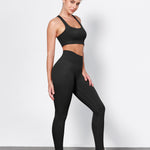 ODODOS Tummy Control Full Length Compression Leggings with Inner Pocket for Women, 28" High Waist Workout Running Yoga Pants, Black, Medium
