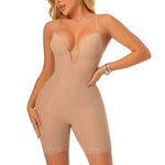JOYSHAPER Plunge Shapewear Bodysuit for Women Backless Shapewear Mid Thigh Low Back Faja Shapewear Tummy Control Full Body Suits Nude XL