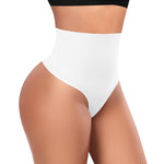 Werena Tummy Control Thong Shapewear for Women High Waisted Body Shaper Shaping Thong Girdle Novelty Hipster Panties(01# Mid Waisted White(slimmming),XX-Large)
