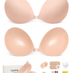 Vertvie Strapless Sticky Bra Push Up Invisible Lightweight Adhesive Cleavage Lift Reusable for Backless Dress Wedding & Prom(Beige,Cup C)