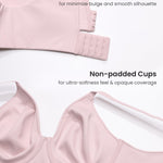 DELIMIRA Women's Inbarely Lift Full Coverage Bras Plus Size Unlined T Shirt Underwire Seamless Bra Back Smoothing Gentle Rose 36C
