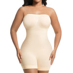 ONEW Strapless Shapewear Bodysuit for Women Under Dress Light Tummy Control Full Body Shaper Seamless Butt Lifter Thigh Slimmer,Beige,XX-Large