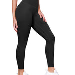 ODODOS Tummy Control 7/8 Compression Leggings with Inner Pocket for Women, 25" High Waist Workout Running Yoga Pants, Black, Medium