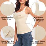 EUYZOU Women's 3PK Tummy Control Shapewear Tank Tops Seamless Square Neck Compression Tops Slimming Body Shaper Camisole-Black/White/Nude L