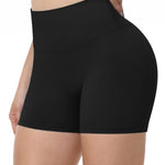 Runhit No Front Seam Biker Shorts for Women - 3'' High Waisted Workout Gym Yoga Volleyball Spandex Booty Shorts with Tummy Control Black Medium