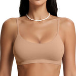 OEAK Womens Comfortable Bras No Underwire Cami Bra Seamless Unlined Bralettes Scoop Neck Unpadded Everyday Sports Tshirt Bra Nude,S
