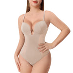 Slimers Thong Shapewear for Women Tummy Control Low Back Invishaper Plunge Backless Body Shaper Bra Open Crotch Bodysuit