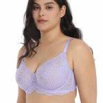 HSIA Minimizer Bra for Women - Plus Size Lace Full Coverage Womans Bra Unlined Underwire Bra for Heavy Breast Purple