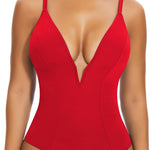SHAPERIN Bodysuit for Women Shapewear Tummy Control Deep V Neck Plunge Sleeveless Backless Thong Body Suit Tank Top