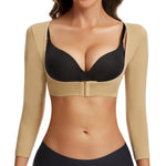 Zeecaro Upper Arm Shaper for Women Slimming Sleeves Compression Garments Front Closure Shapewear Tops Nude S