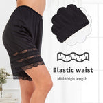 MANCYFIT Half Slip Shorts Culotte for Women Split Skirt Lace Pettipants Snip 7-9” Inseam Black X-Large