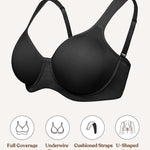 HSIA Bras for Women Minimizer Full Coverage, Plus Size T Shirt Unlined Underwire Smooth Bra, Seamless Cups Joan Ultimate Soft Black