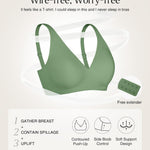 Wireless Bra Push Up Seamless Bras for Women Comfy No Underwire Bra Supportive Bralettes Deep V Comfortable Tshirt Bras Green