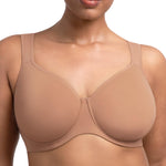 HSIA Bras for Women Minimizer Full Coverage, Plus Size T Shirt Unlined Underwire Smooth Bra, Seamless Cups Joan Ultimate Soft Dark Beige