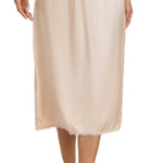 Vlazom Women's Satin Half Slip for Under Dress Long Underskirt Soft Under Slips for Women Under Dresses Nude Size Medium