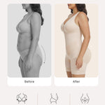 SHAPERX V-Shaped Fajas Colombianas Moldeadoras Enhanced Tummy Control Shapewear Postpartum Butt Lifter Full Body Shaper,SZ7536-Beige-L