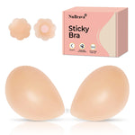NuBrava Adhesive Bra Strapless Sticky Invisible Push up Silicone Bra Resuable for Backless Dress(C Cup) Creme