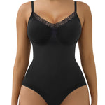 SHAPERX Lace Bodysuit Shapewear for Women Tummy Control Body Shaper Seamless Defining Waist Body Suit,SZ5907-Black-2XL/3XL