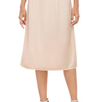 Vlazom Women's Satin Half Slip Lace Slip Skirt Long Half for Under Dress Skirt Extender Nude Size Small