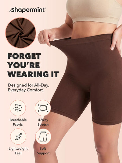 SHAPERMINT Shapewear for Women - High-Waisted Shapewear Tummy Control Shorts, Thigh Slimmer, Underwear for Women Chocolate