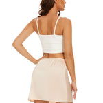 MANCYFIT Womens Half Slip for Under Dresses Satin Slip Skirt Mini Underskirt Nude Small