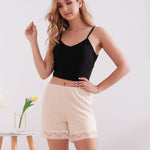 MANCYFIT Pettipants for Women Half Slip Culotte Shorts Split Skirt Lace Snip 4" Inseam Nude X-Large