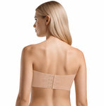 Strapless Bras for Women Wirefree Non-Slip Bandeau Bra, Seamless Padded Tube Top Invisible Bralette with Secure Comfortable Fit (Large) Beige