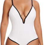 SHAPERIN Bodysuit for Women Shapewear Tummy Control Deep V Neck Plunge Sleeveless Backless Thong Body Suit Tank Top