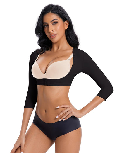 DEHORU Arm Shaper for Women Post Surgical Slimming Sleeves Compression Shirt Posture Corrector Tops Shapewear (BK S)