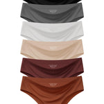 AIVEITE Women's Seamless Underwear No Show Bikini Panties Cheeky Low Rise Breathable Silky Invisible Briefs 6 Pack