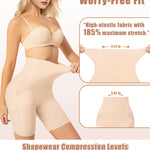 FluxFloe Shapewear for Women, Light Shaping Tummy Control High-Waisted ShortsSeamless, No-Roll Waist, 3D Butt Lift, Breathable, Invisible Under Dresses - Nude - M