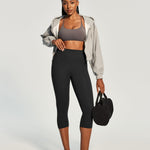 IUGA Capri Leggings for Women Tummy Control Compression Leggings Workout High Waist Athletic Yoga Pants with Pockets Black