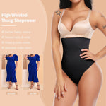 SHAPERIN Thong Shapewear for Women Tummy Control High Waisted Thong Panties Slimming Body Shaper Underwear Black M