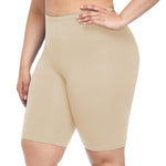 VOGUEMAX Women's Plus Size Short Leggings Stretchy Slip Shorts Mid Thigh Lightweight Pants Apricot