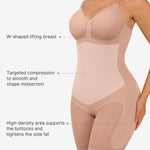 FeelinGirl Seamless Bodysuit Shapewear Hip Enhancer High Waist Body Shaper Full Body Slimming Faja Khaki Beige M/L