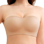 Slimers Seamless Strapless Bra for Women: Multiway Push Up Wireless/Underwire Strapless Bras Invisible Non-Slip Beige
