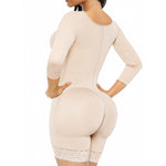 SHAPERX Women's Fajas Colombianas Shapewear Postpartum Tummy Control Arm Slimming Full Body Shaper with Zipper Crotch, SZ7503-Beige-S