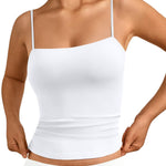Trendy Queen Women's Double Lined Camisole Tank Tops - Adjustable Spaghetti Strap Sleeveless Top, Slim Fit Basic Tank for Layering White L
