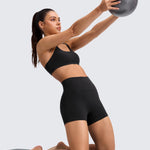 CRZ YOGA Butterluxe No Front Seam Biker Shorts 4" - High Waisted Lounge Pilates Workout Athletic Womens Buttery Soft Black Small