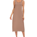 Lovasy Full Slip for Women Under Dress Wide Straps Long Slips Dresses Lace Sleeveless Tank Nightgown Sleepwear Coffee,X-Large