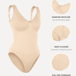 Lover-Beuaty Seamless Shapewear Bodysuits for Women Tummy Control Body Suit V Neck Seamless Body Shaper Black