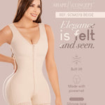 SHAPE CONCEPT Fajas Colombianas Moldeadoras 378 High Compression Tummy Control Shapewear Bodysuit for Women Zipper Faja Beige