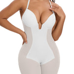 SHAPERIN Backless Strapless Shapewear Bra Fajas U Plunge Tummy Control Corset Bodysuit Low Back Full Body Shaper for Women White L