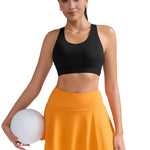RUNNING GIRL Sports Bra for Women, Criss-Cross Back Padded Strappy Sports Bras Medium Support Yoga Bra with Removable Cups A-Black