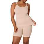 PLAYTEX Women's Cami, Smoothing Seamless Tank Top for Women, Long Length, Moisture-Wicking, Adjustable Straps Almond